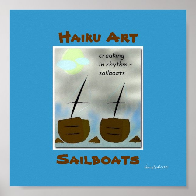 Sailboats Haiku Art Print (Front)