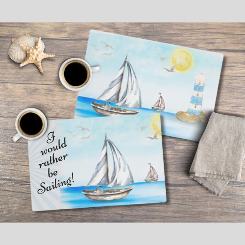 Sailboats in a Blue Ocean  Rather Be Sailing Placemat
