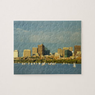 Sailboats in a river, Charles River, Boston, Jigsaw Puzzle