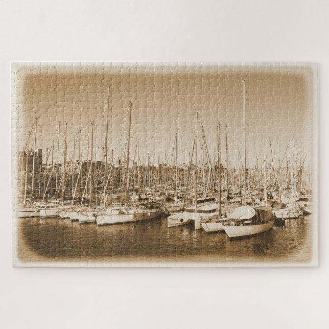 Sailboats in Barcelona Harbor - 20x30 - 1014 pcs Jigsaw Puzzle (Horizontal)