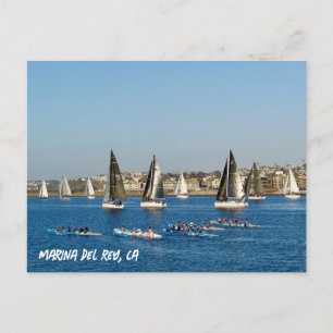 Sailboats In Channel. Marina Del Rey, CA Postcard
