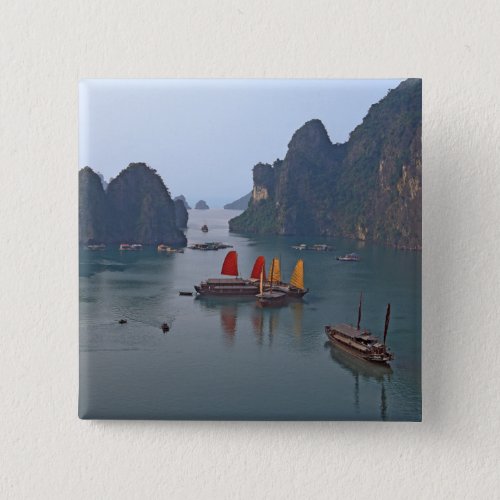 Sailboats in Ha Long Bay _ Vietnam Asia Button