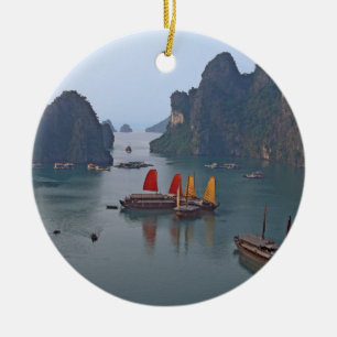 Sailboats in Ha Long Bay - Vietnam, Asia Ceramic Ornament