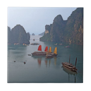 Sailboats in Ha Long Bay - Vietnam, Asia Ceramic Tile