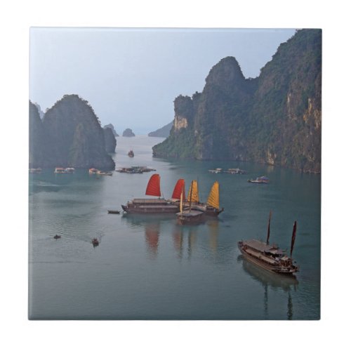 Sailboats in Ha Long Bay _ Vietnam Asia Ceramic Tile