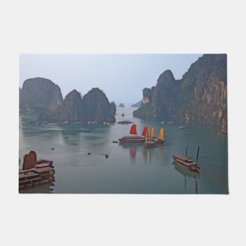Sailboats in Ha Long Bay _ Vietnam Asia Doormat