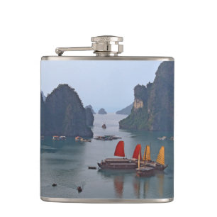 Sailboats in Ha Long Bay - Vietnam, Asia Flask