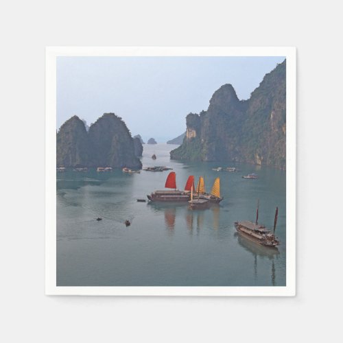 Sailboats in Ha Long Bay _ Vietnam Asia Napkins