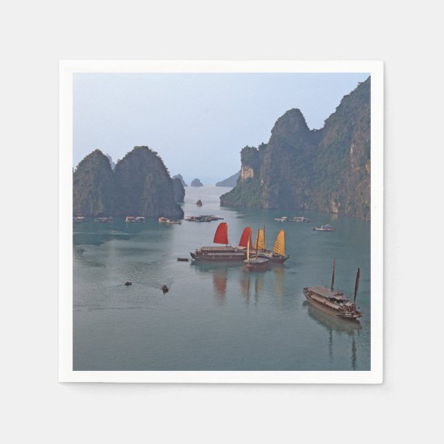 Sailboats in Ha Long Bay - Vietnam, Asia Napkins (Front)