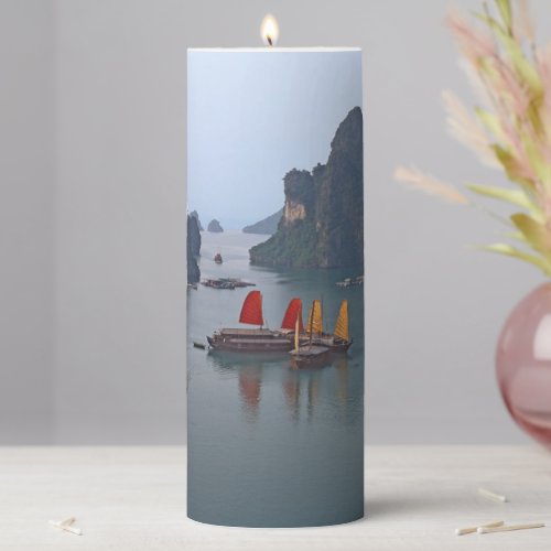 Sailboats in Ha Long Bay _ Vietnam Asia Pillar Candle