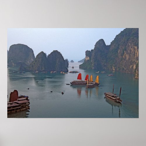 Sailboats in Ha Long Bay _ Vietnam Asia Poster