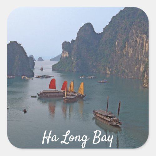 Sailboats in Ha Long Bay _ Vietnam Asia Square Sticker