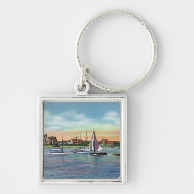 Sailboats in Lewis Bay, Englewood Beach View Keychain (Front)