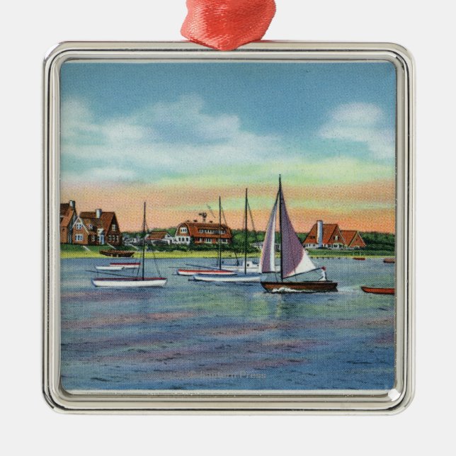 Sailboats in Lewis Bay, Englewood Beach View Metal Ornament (Front)