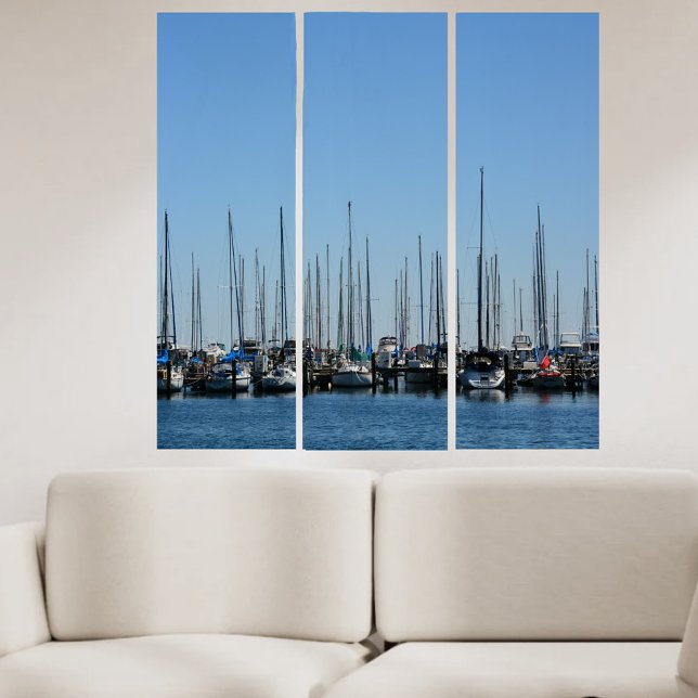 SailBoats in Marina photographic Nautical Triptych (Creator Uploaded)