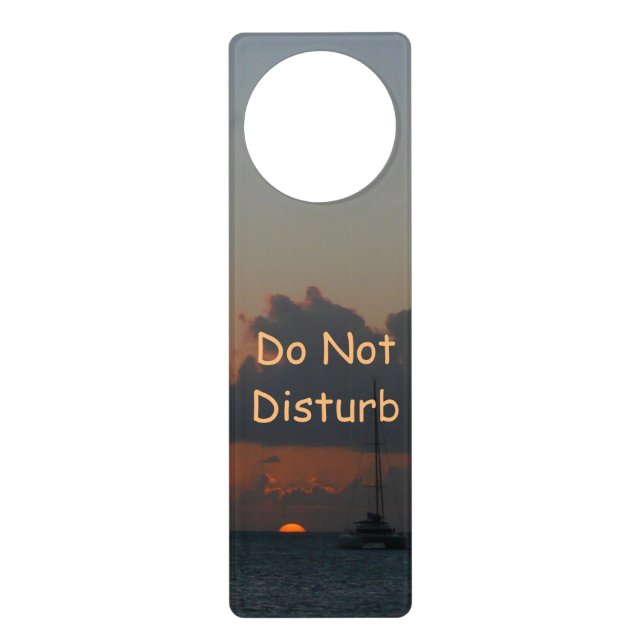 Sailboats in Sunset Tropical Seascape Door Hanger (Front)