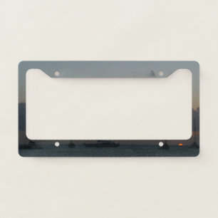 Sailboats in Sunset Tropical Seascape License Plate Frame