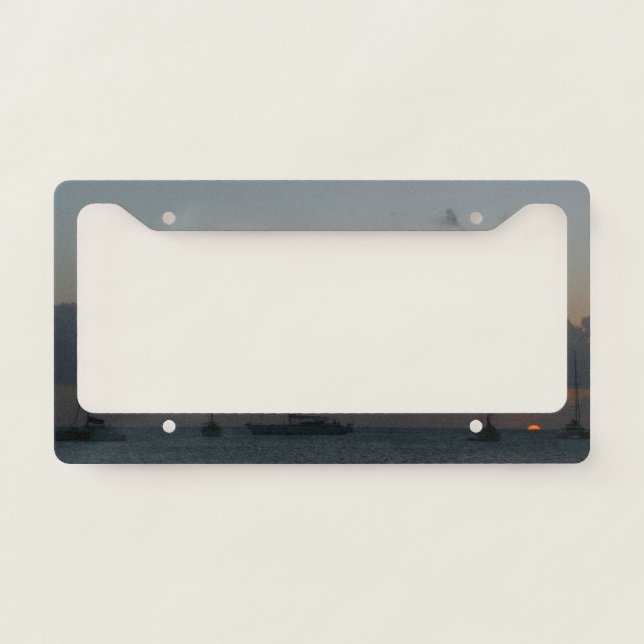 Sailboats in Sunset Tropical Seascape License Plate Frame (Front)