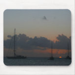 Sailboats in Sunset Tropical Seascape Mouse Pad