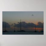 Sailboats in Sunset Tropical Seascape Poster