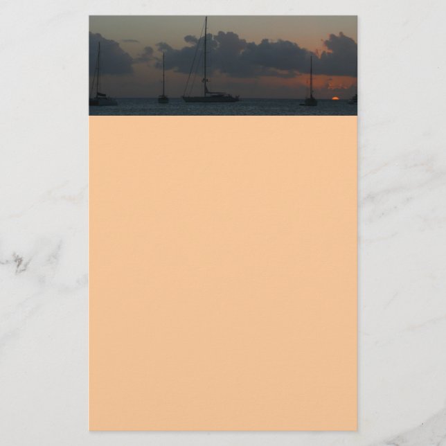 Sailboats in Sunset Tropical Seascape Stationery (Front)