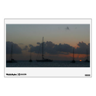 Sailboats in Sunset Tropical Seascape Wall Decal
