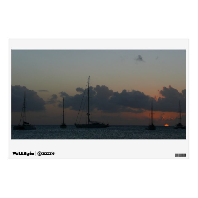 Sailboats in Sunset Tropical Seascape Wall Decal (Front)