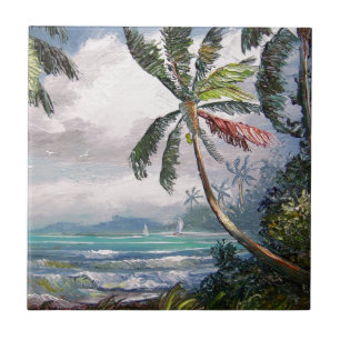 Sailboats in the Bay Ceramic Tile