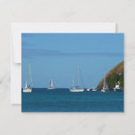 Sailboats in the Bay White and Blue Nautical