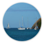 Sailboats in the Bay White and Blue Nautical Ceramic Knob