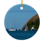 Sailboats in the Bay White and Blue Nautical Ceramic Ornament