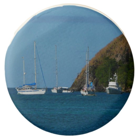 Sailboats in the Bay White and Blue Nautical Chocolate Dipped Oreo (Front)