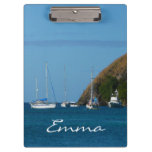 Sailboats in the Bay White and Blue Nautical Clipboard