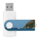 Sailboats in the Bay White and Blue Nautical Flash Drive