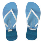 Sailboats in the Bay White and Blue Nautical Flip Flops