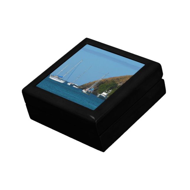 Sailboats in the Bay White and Blue Nautical Gift Box (Side)