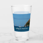Sailboats in the Bay White and Blue Nautical Glass