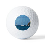 Sailboats in the Bay White and Blue Nautical Golf Balls