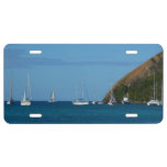 Sailboats in the Bay White and Blue Nautical License Plate