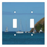 Sailboats in the Bay White and Blue Nautical Light Switch Cover