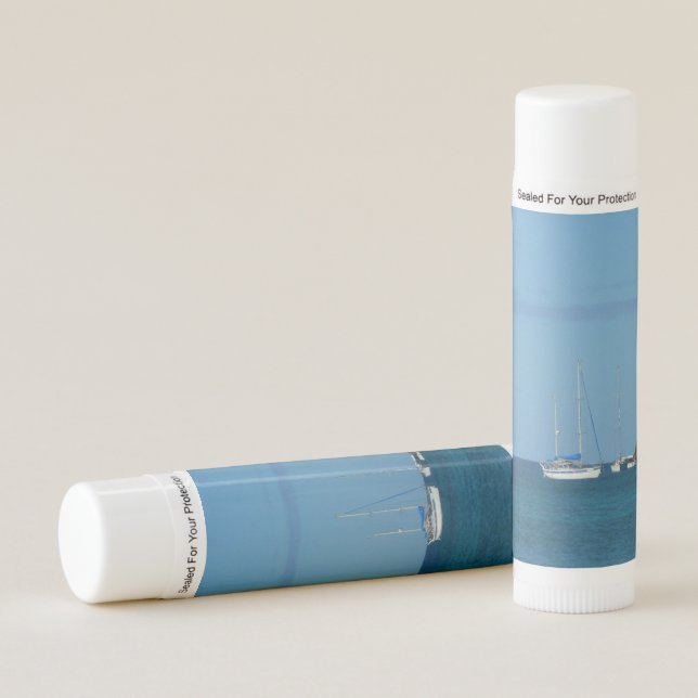 Sailboats in the Bay White and Blue Nautical Lip Balm (Front)