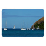 Sailboats in the Bay White and Blue Nautical Magnet