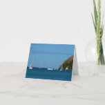 Sailboats in the Bay White and Blue Nautical Note Card
