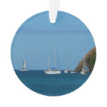 Sailboats in the Bay White and Blue Nautical Ornament