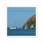 Sailboats in the Bay White and Blue Nautical Paper Napkins