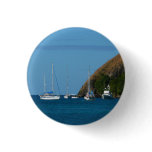 Sailboats in the Bay White and Blue Nautical Pinback Button