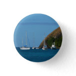 Sailboats in the Bay White and Blue Nautical Pinback Button
