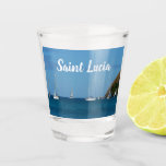 Sailboats in the Bay White and Blue Nautical Shot Glass