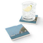 Sailboats in the Bay White and Blue Nautical Stone Coaster