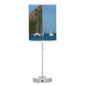 Sailboats in the Bay White and Blue Nautical Table Lamp (Back)